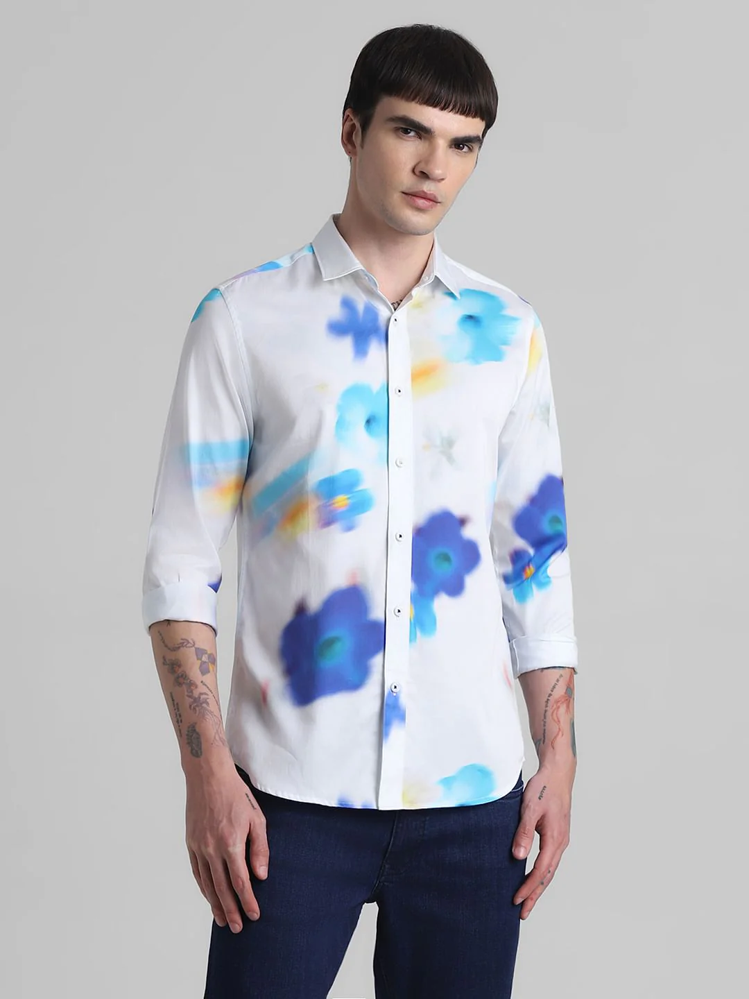White Floral Full Sleeves Shirt - Image 2