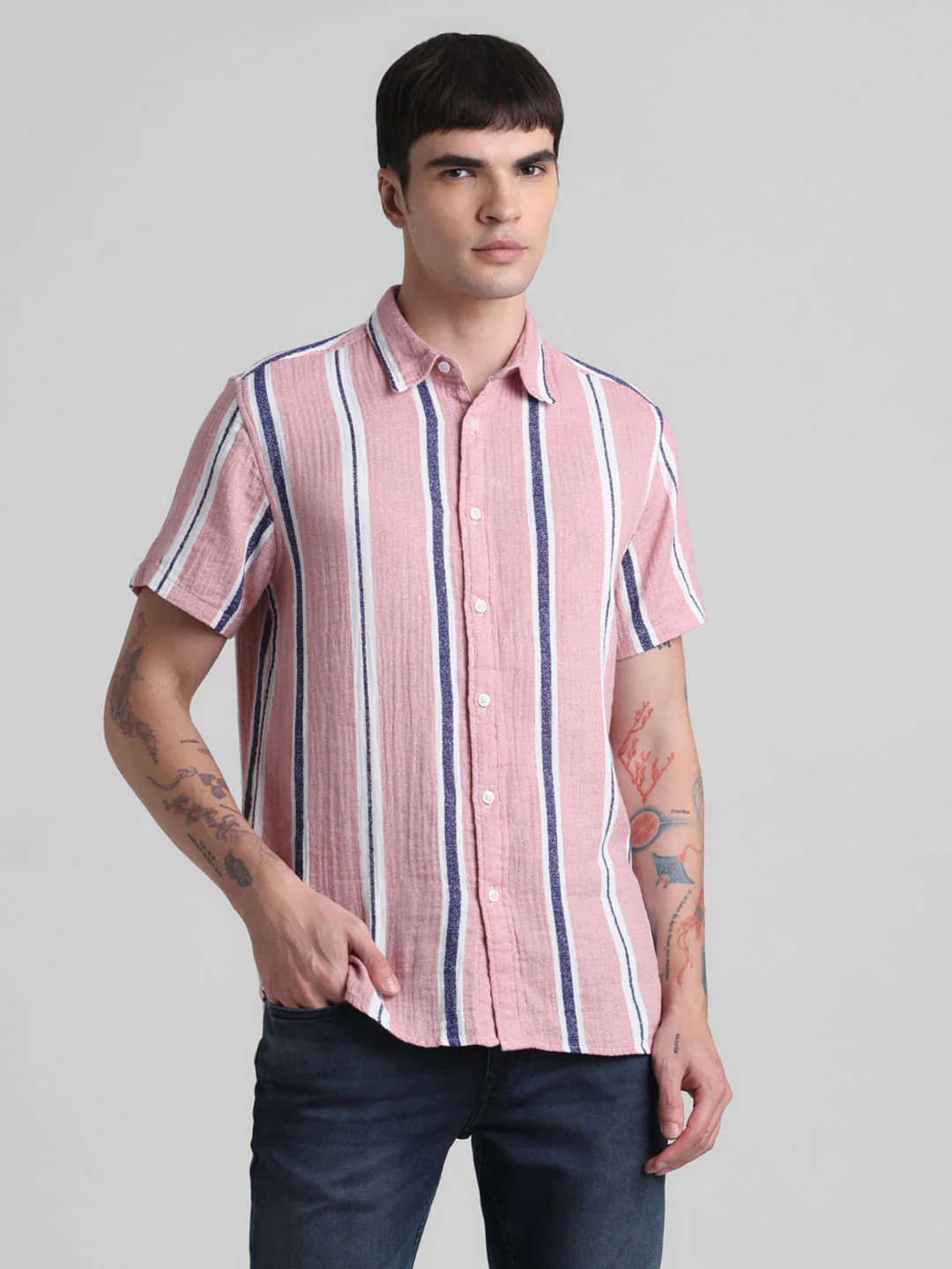 Pink Striped Short Sleeves Shirt - Image 2