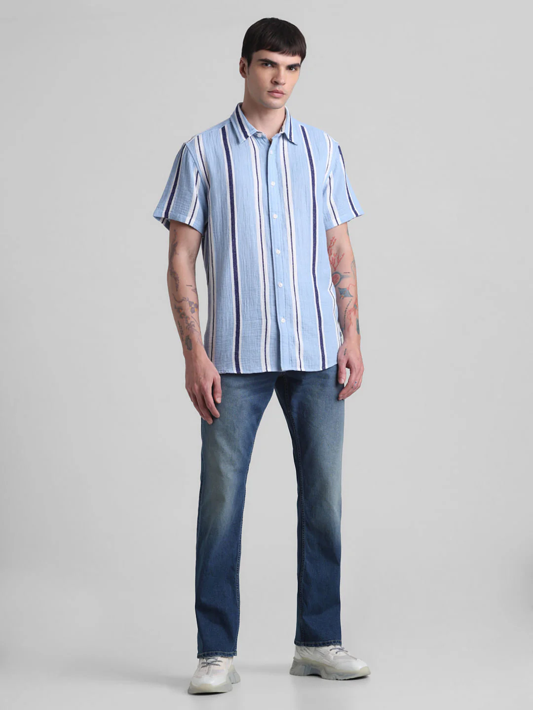 Blue Striped Short Sleeves Shirt - Image 6