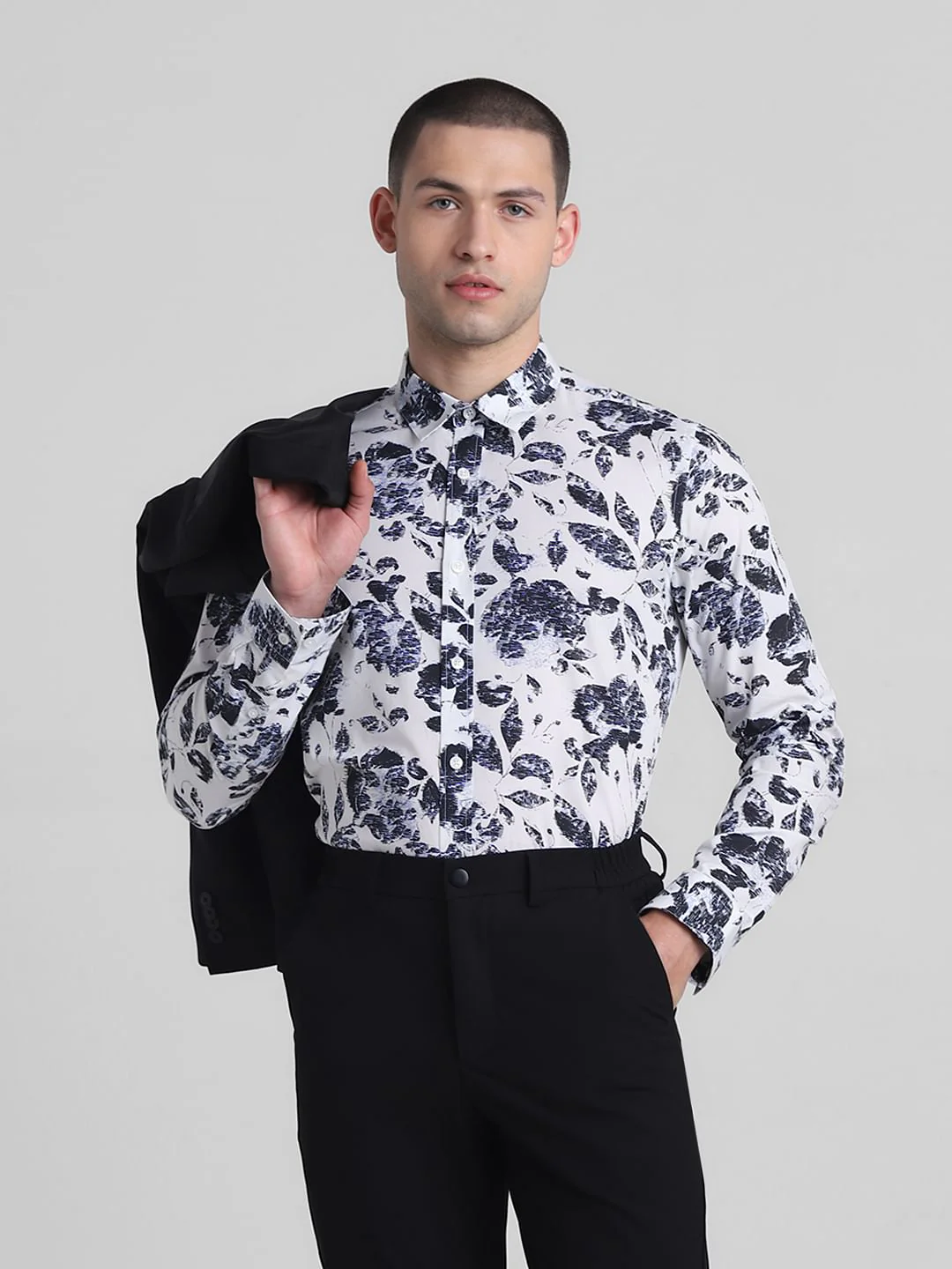 White Printed Full Sleeves Shirt