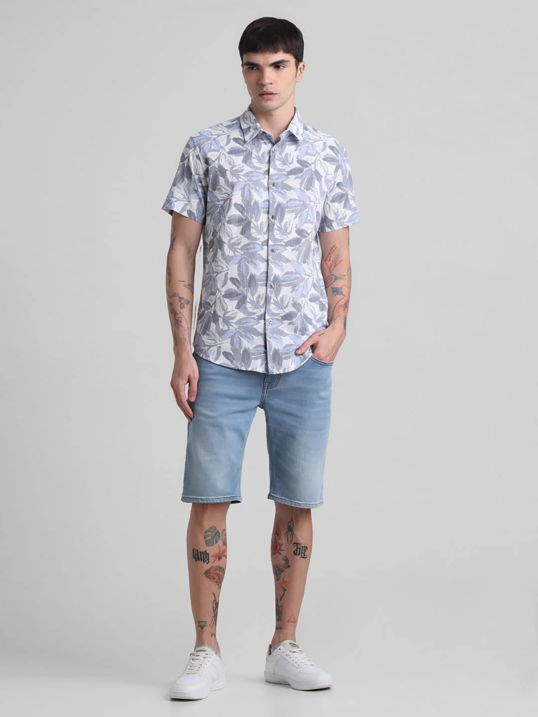 Grey Floral Short Sleeves Shirt - Image 6