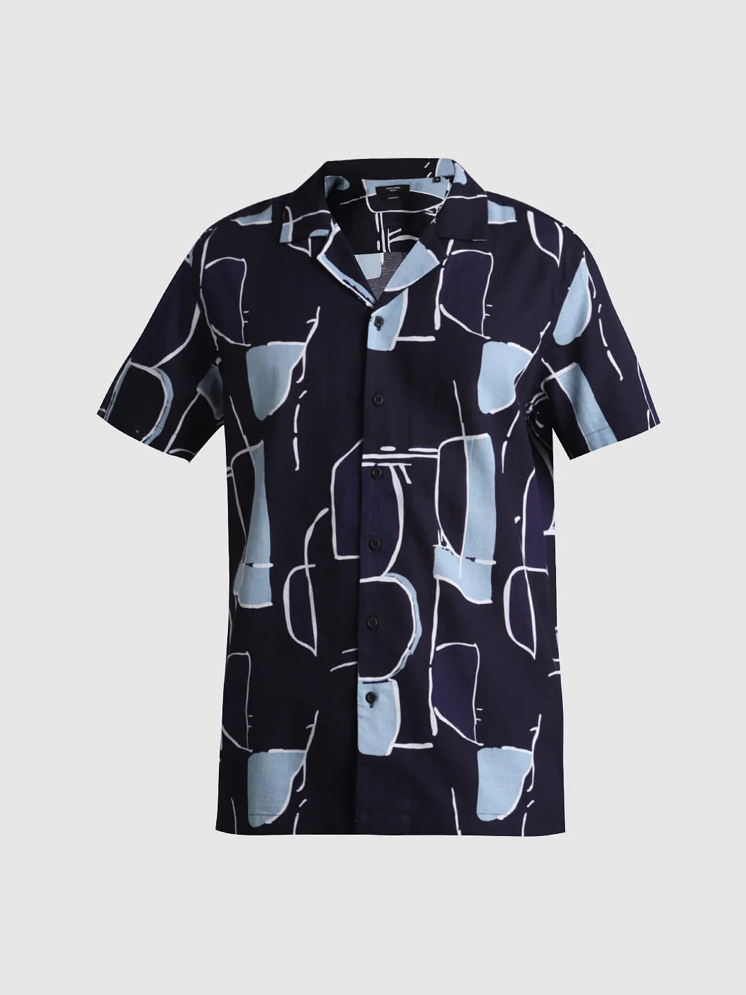 Blue Printed Short Sleeves Shirt - Image 7