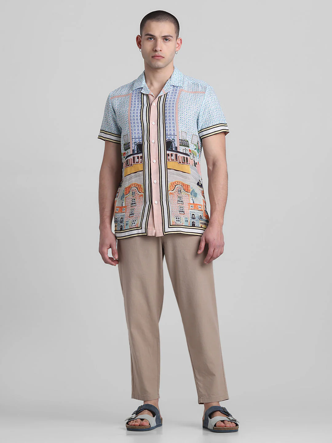 Blue Printed Short Sleeves Shirt - Image 7