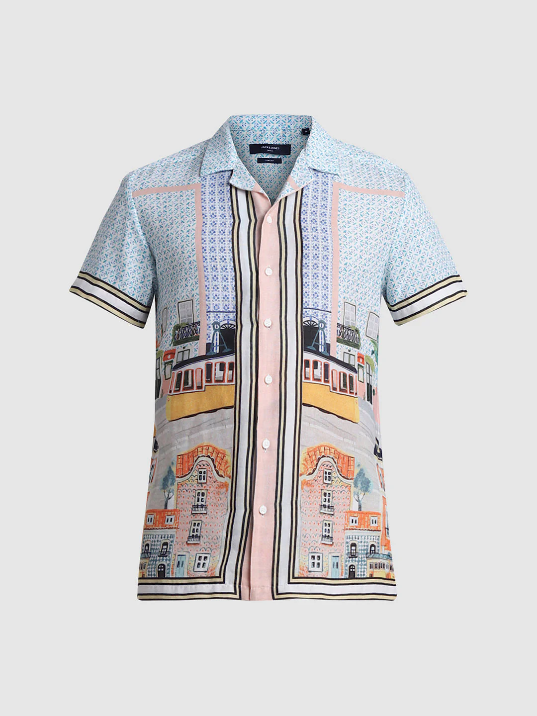 Blue Printed Short Sleeves Shirt - Image 8