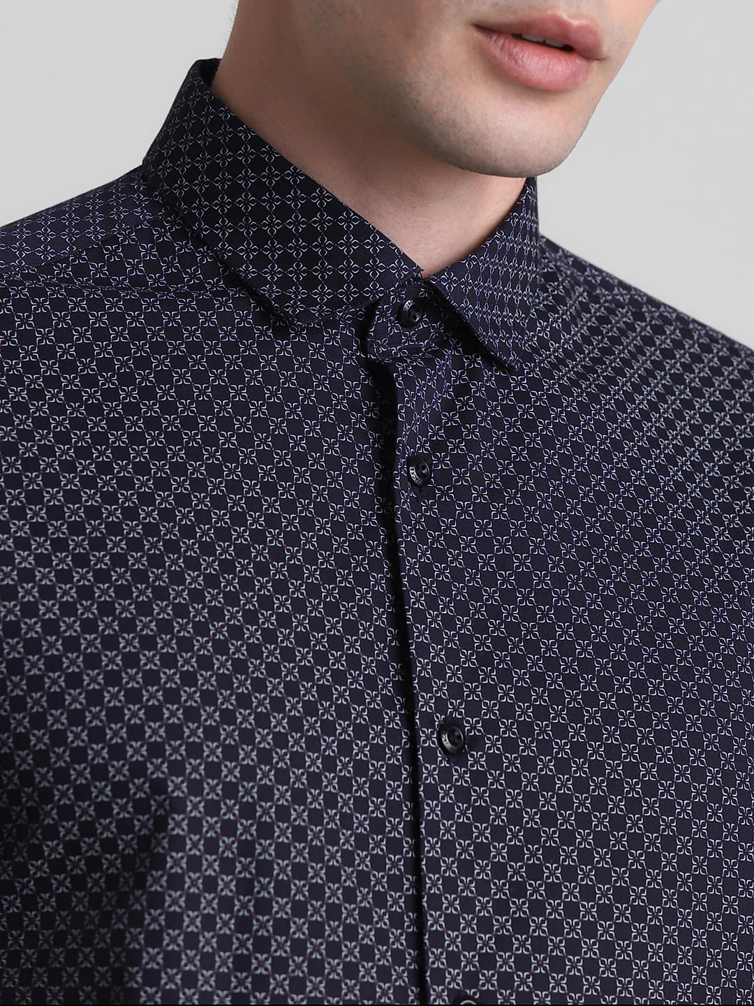 Navy Blue Printed Full Sleeves Shirt - Image 5