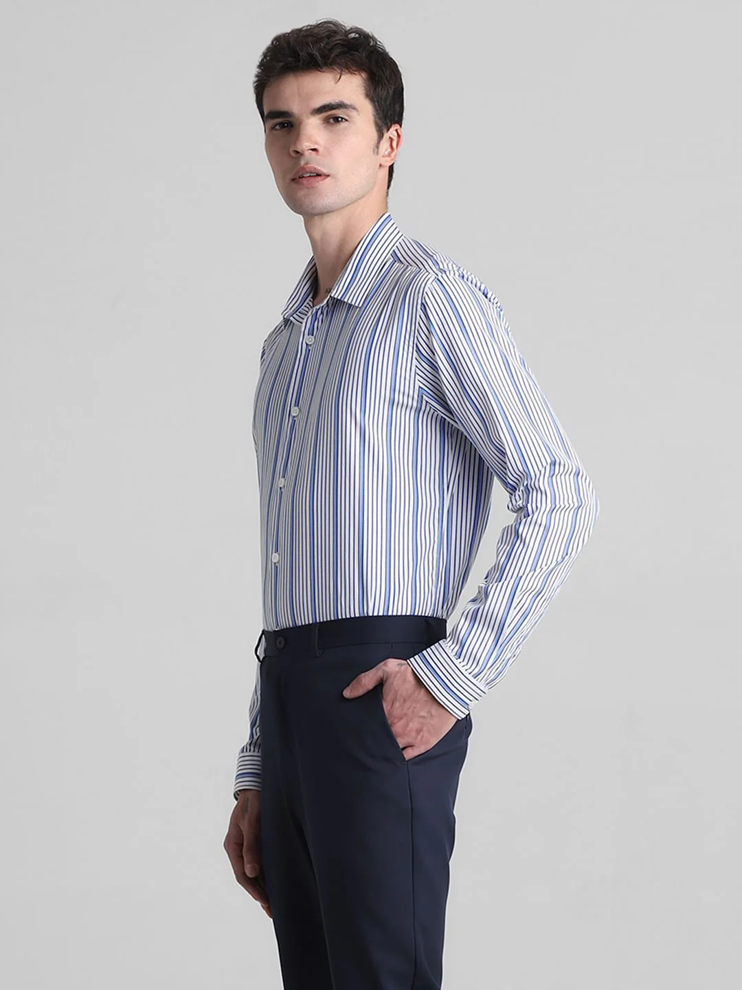 White Striped Full Sleeves Shirt - Image 3