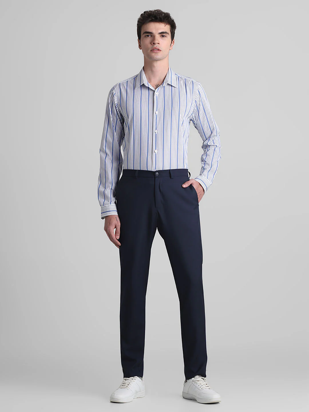 White Striped Full Sleeves Shirt - Image 6