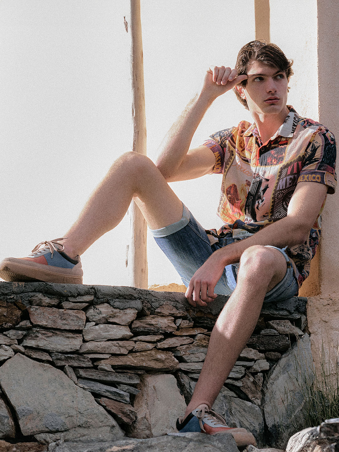 Orange Mexico Collage Print Shirt