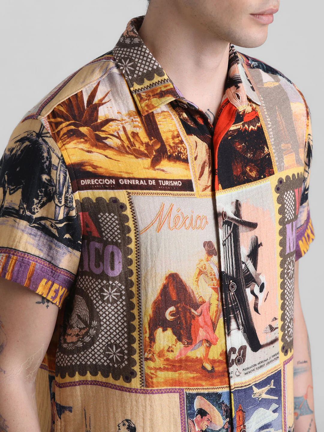 Orange Mexico Collage Print Shirt - Image 6