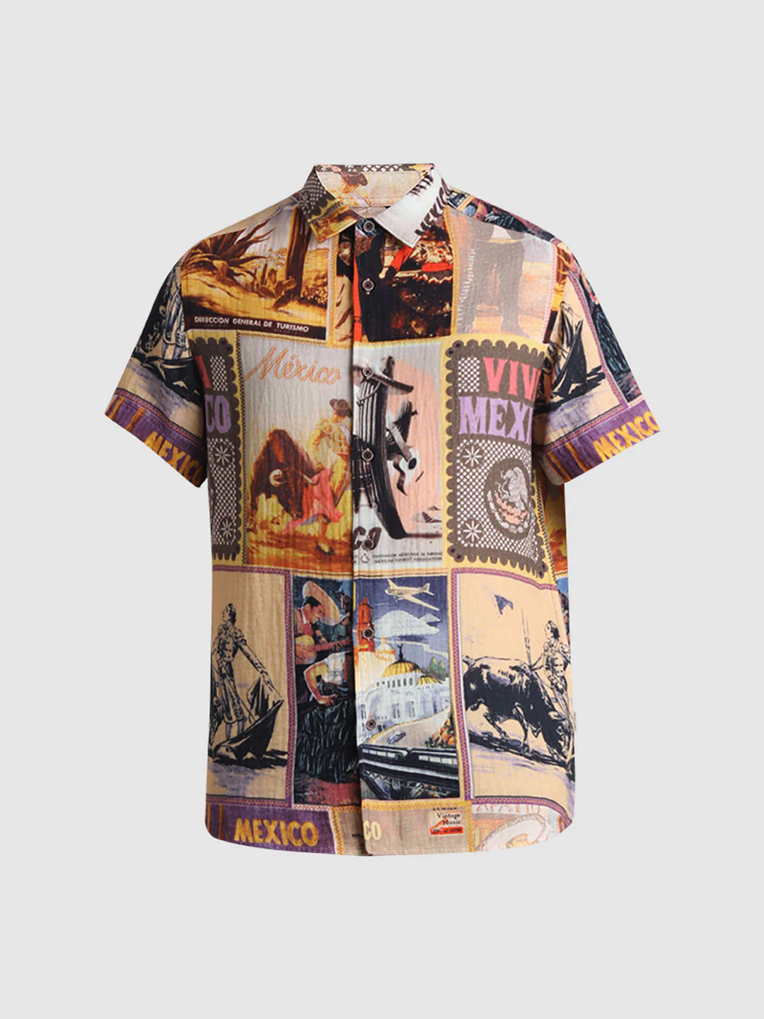 Orange Mexico Collage Print Shirt - Image 8