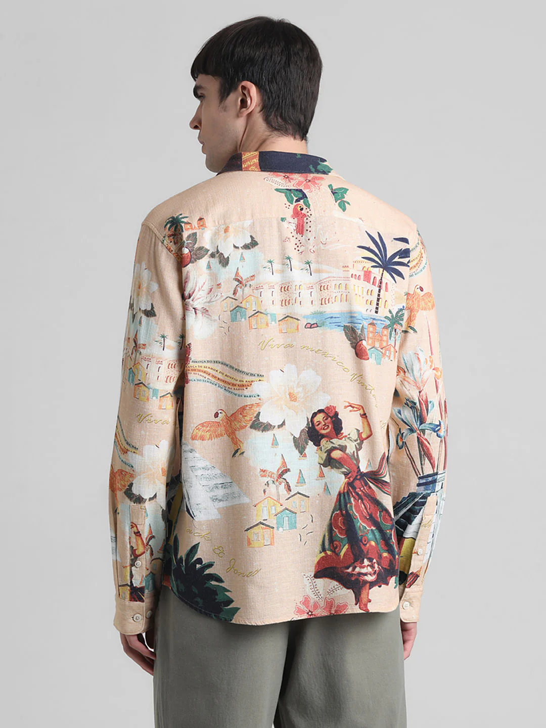 Peach Printed Full Sleeves Shirt - Image 4
