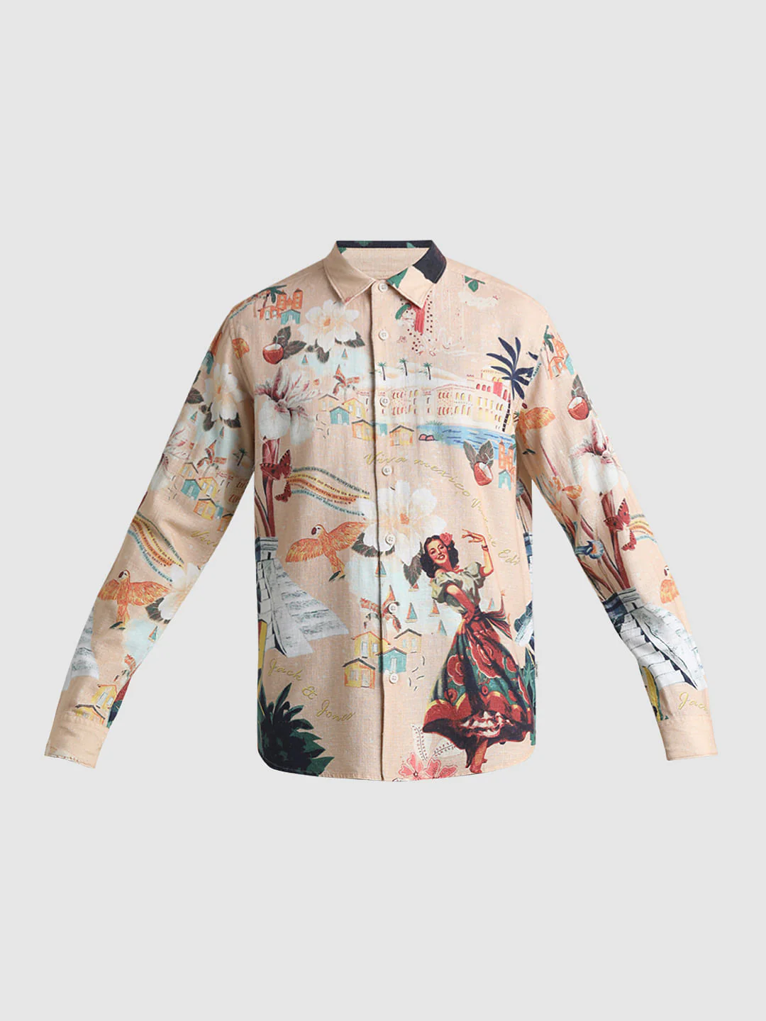 Peach Printed Full Sleeves Shirt - Image 7
