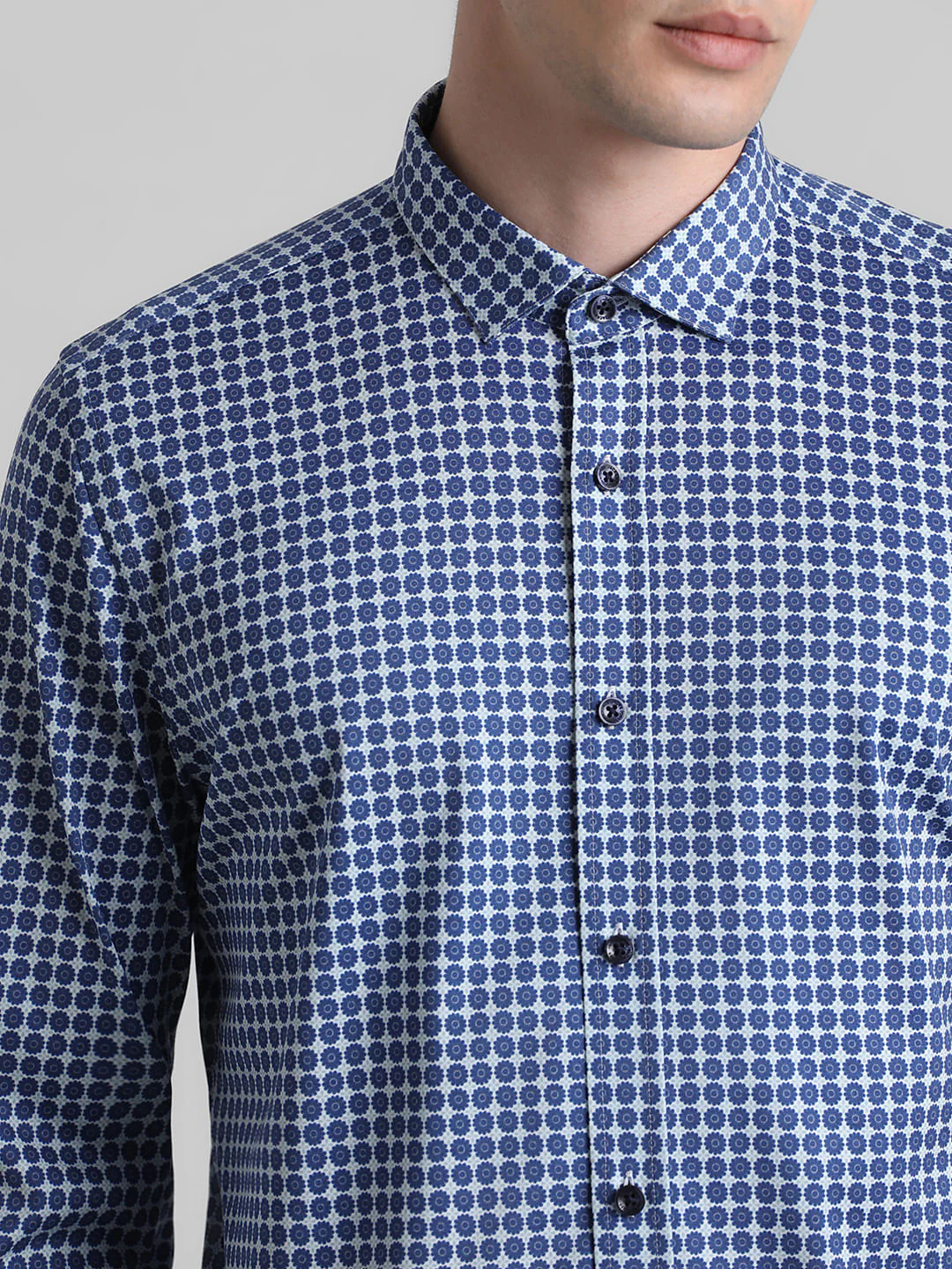Blue Printed Knit Shirt - Image 5