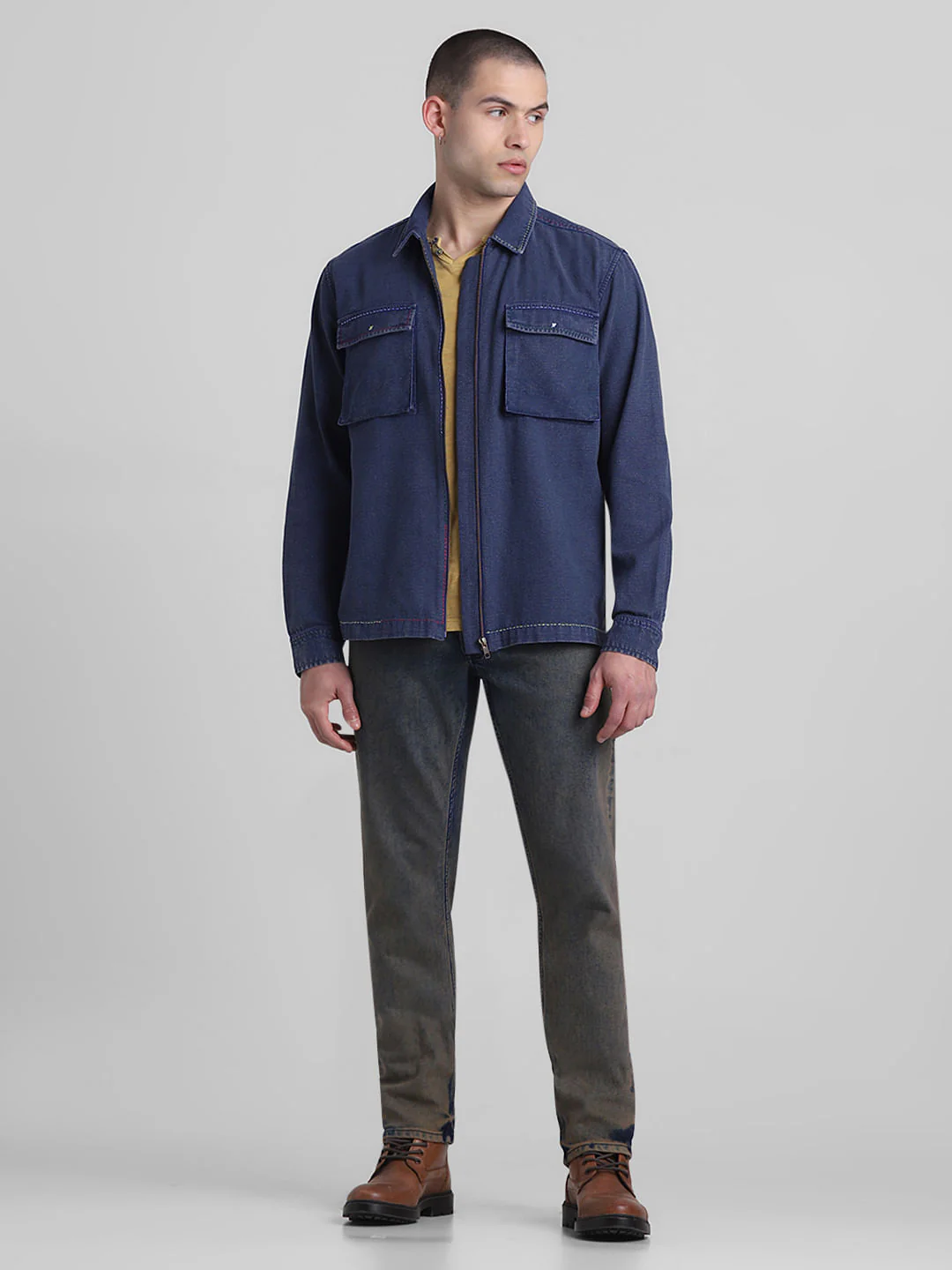 Blue Zip-Up Oversized Shirt - Image 6