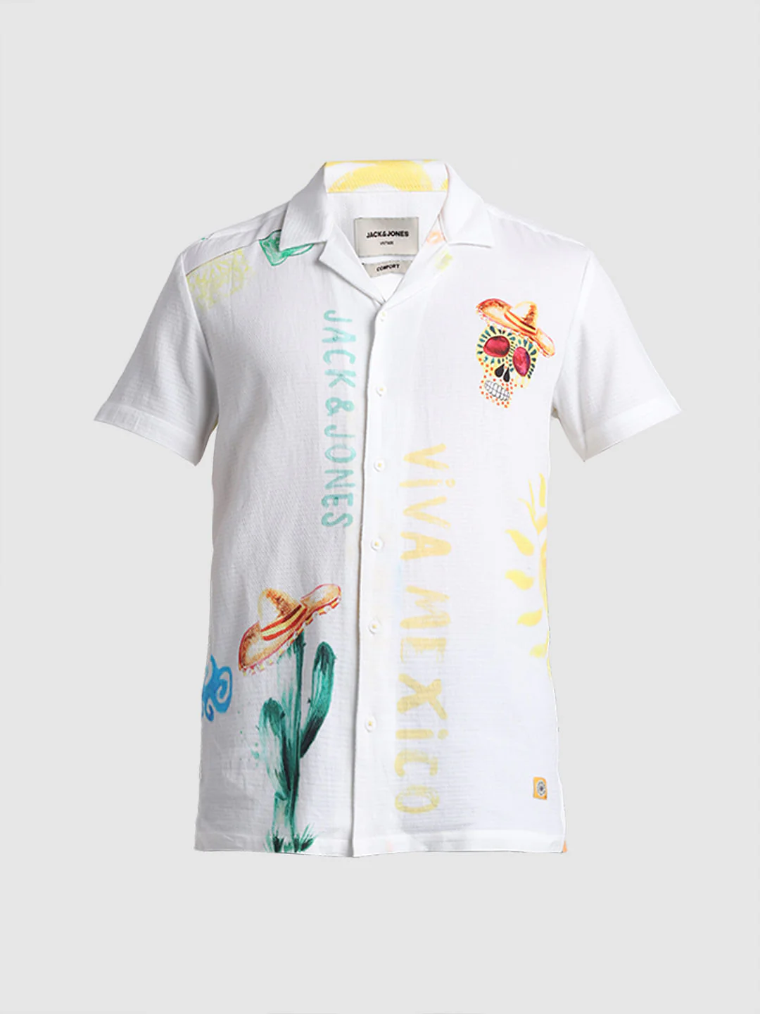 White Printed Short Sleeves Shirt - Image 8