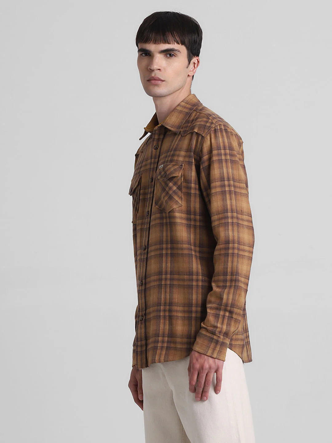 Brown Check Full Sleeves Shirt - Image 3