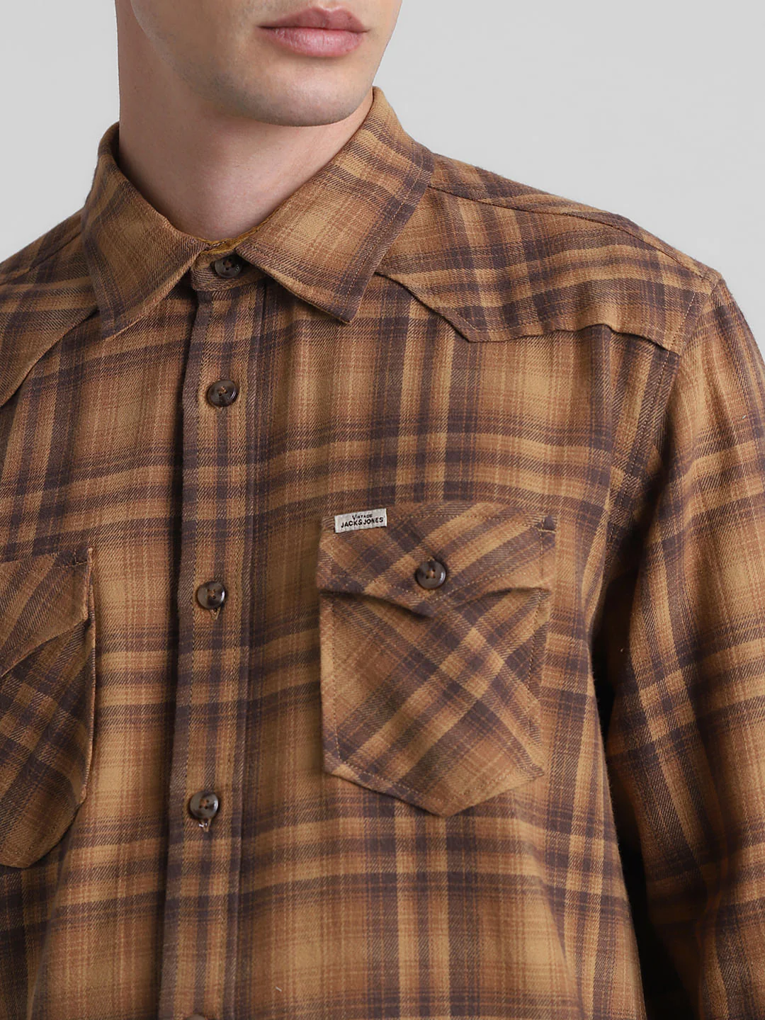Brown Check Full Sleeves Shirt - Image 5