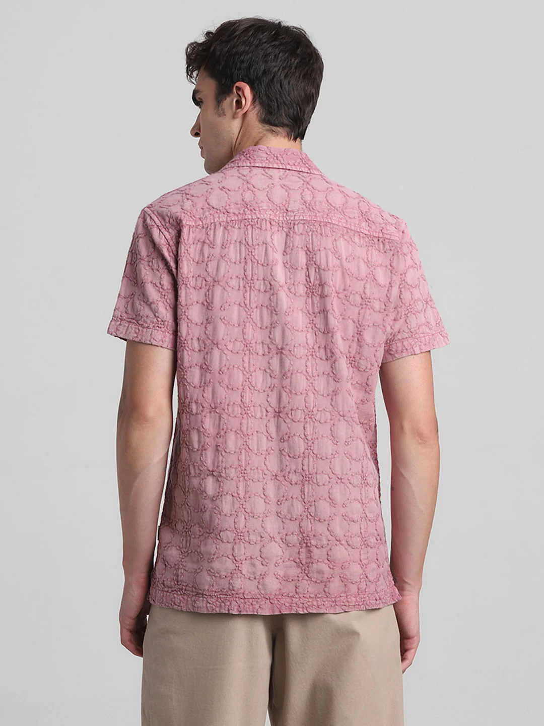 Pink Embroidered Short Sleeves Shirt - Image 4