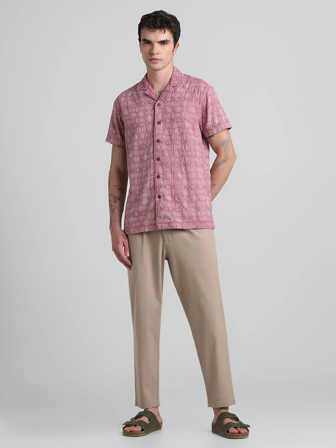 Pink Embroidered Short Sleeves Shirt - Image 6