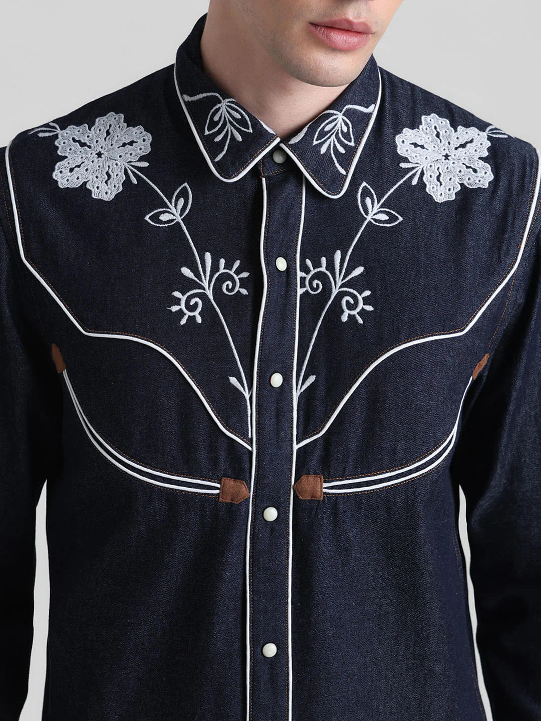 Blue Cowboy Embroidered Shirt - Image 5