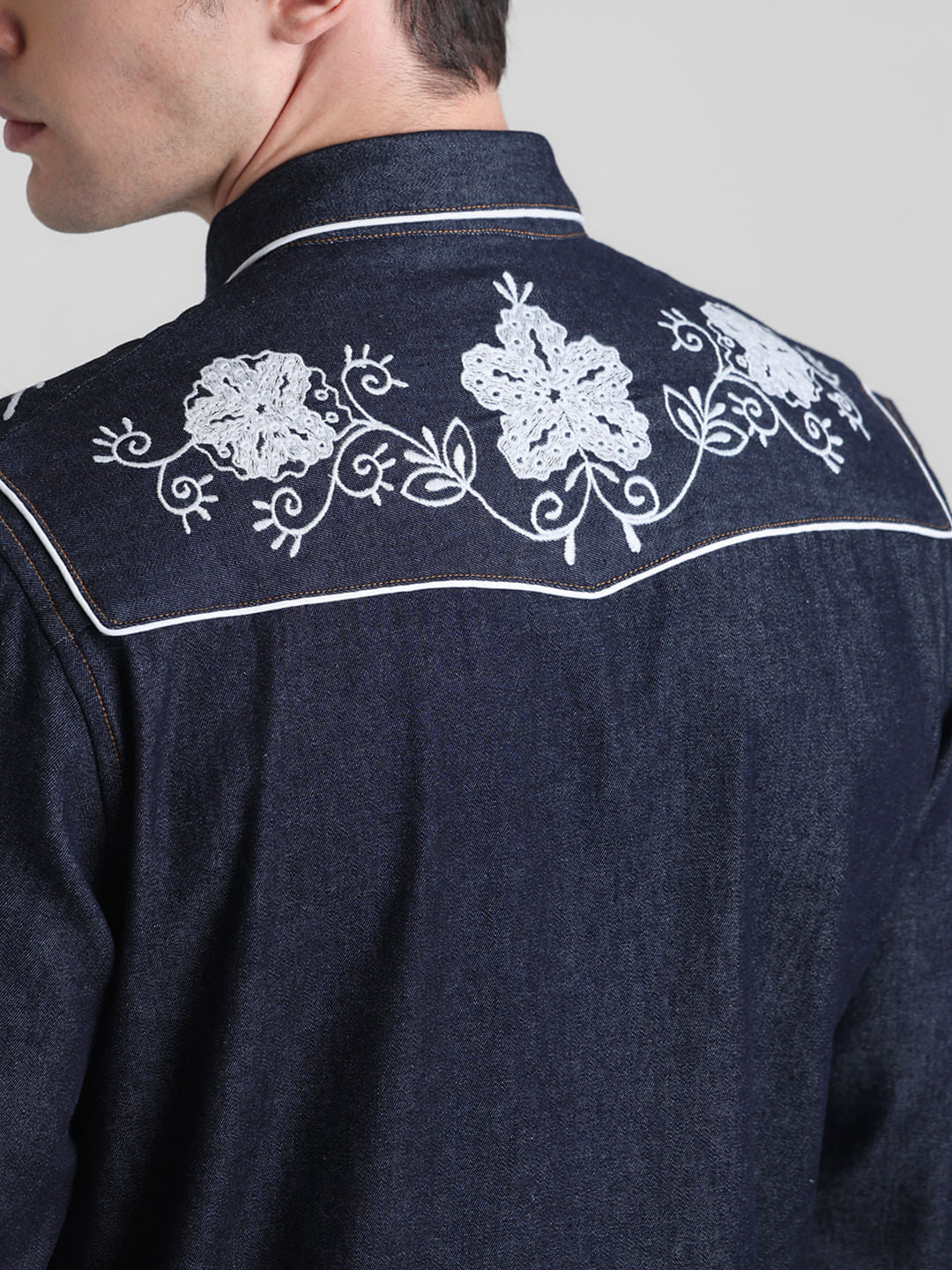 Blue Cowboy Embroidered Shirt - Image 6