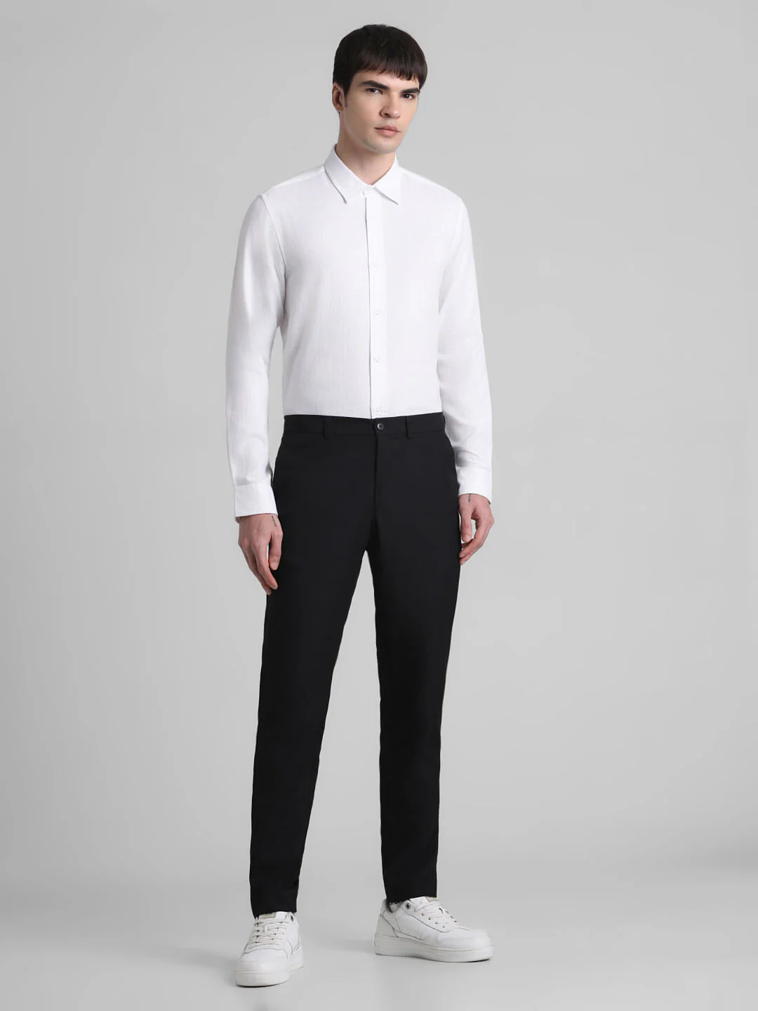 White Dobby Cotton Full Sleeves Shirt - Image 6