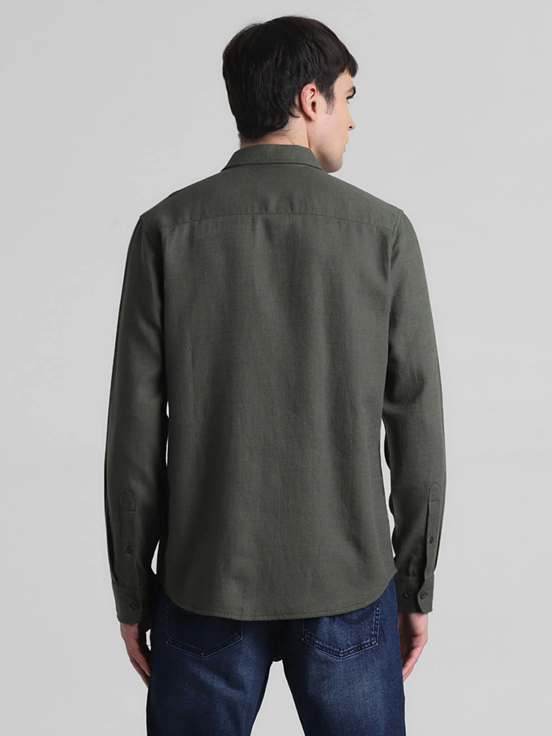 Green Dobby Cotton Full Sleeves Shirt - Image 4
