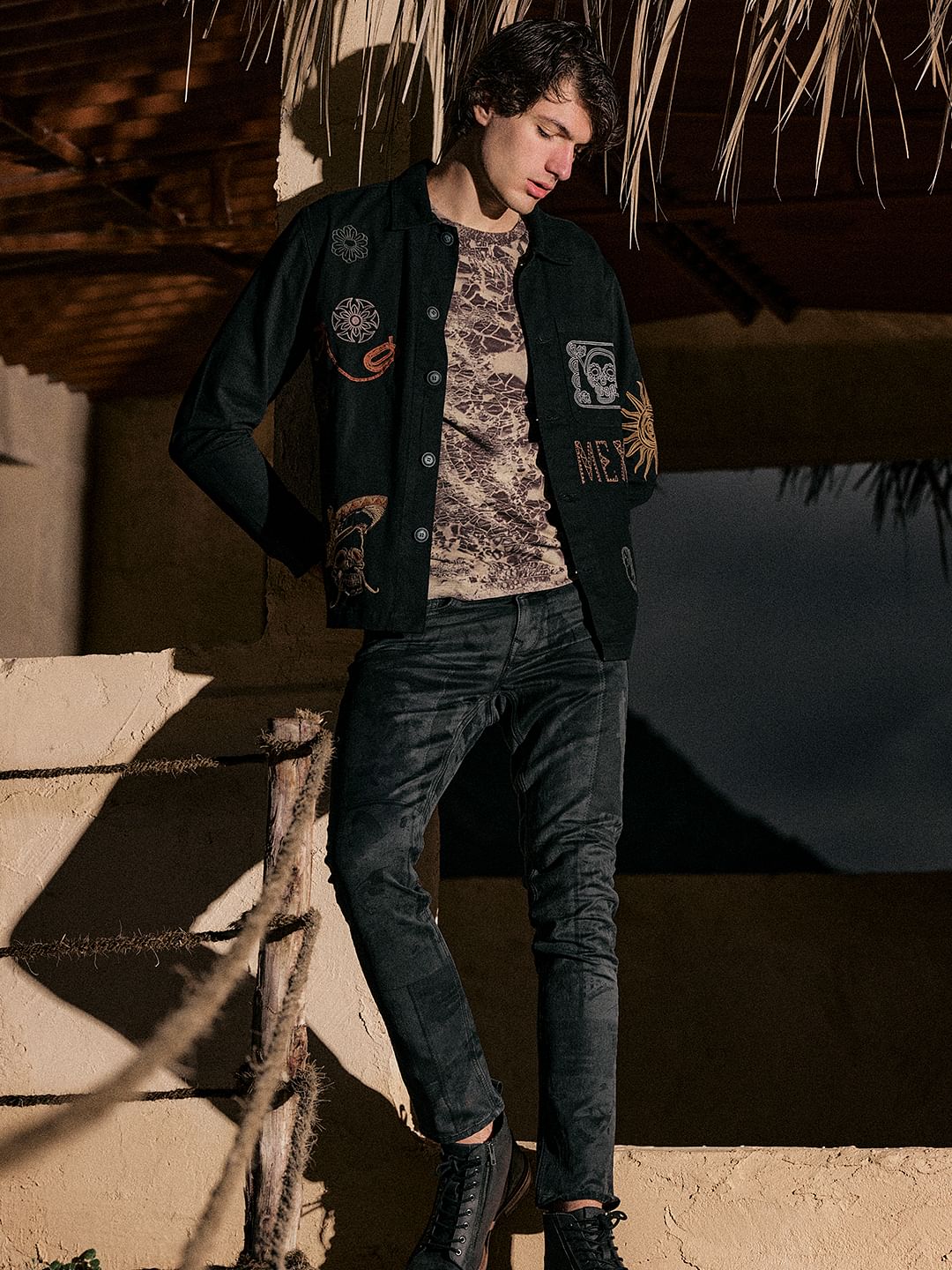 Black Embroidered Oversized Full Sleeves Shirt