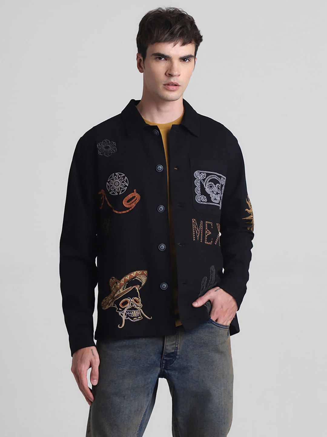 Black Embroidered Oversized Full Sleeves Shirt - Image 2