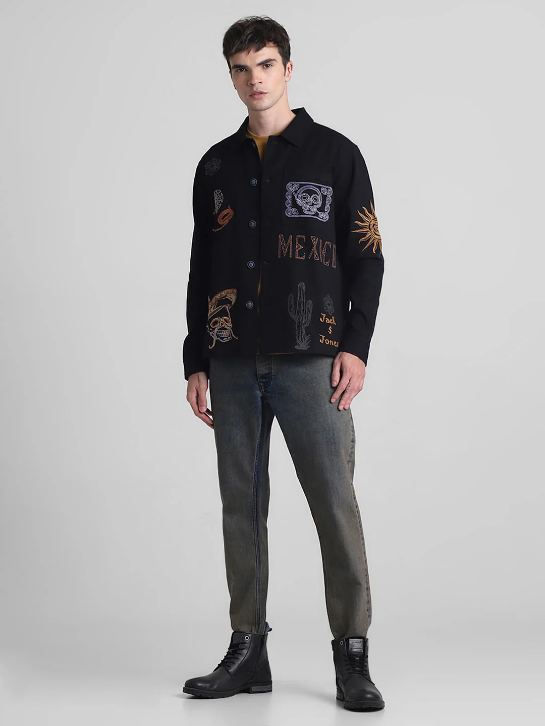 Black Embroidered Oversized Full Sleeves Shirt - Image 7