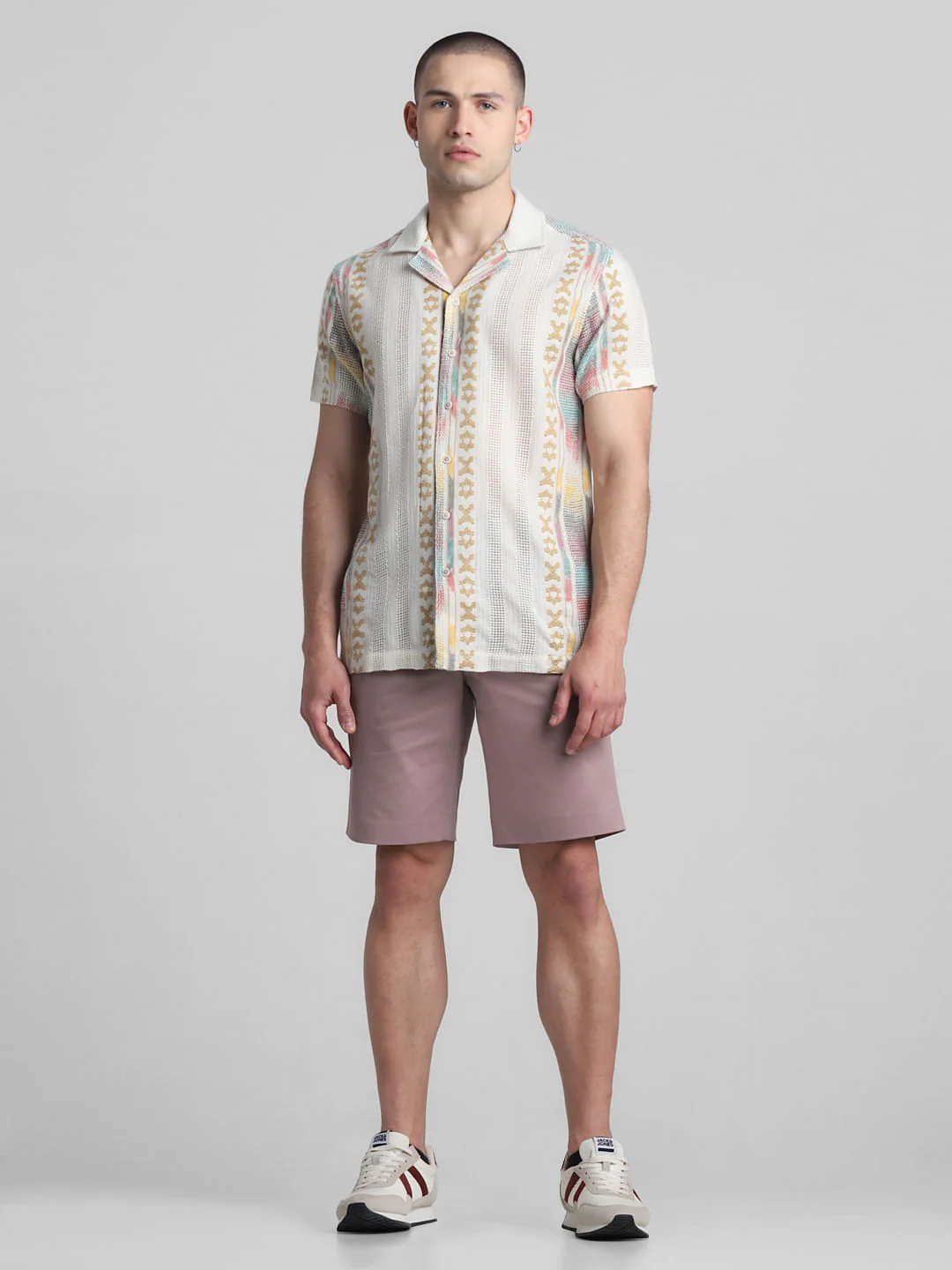Beige Printed Jacquard Shirt - Image 6