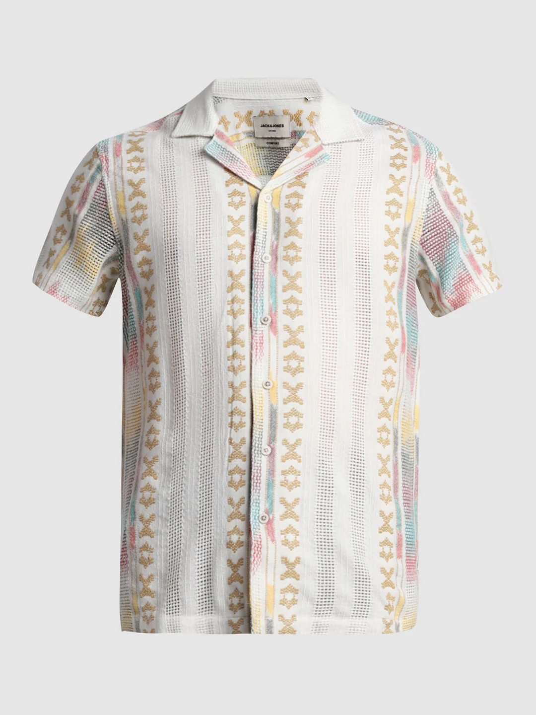 Beige Printed Jacquard Shirt - Image 7