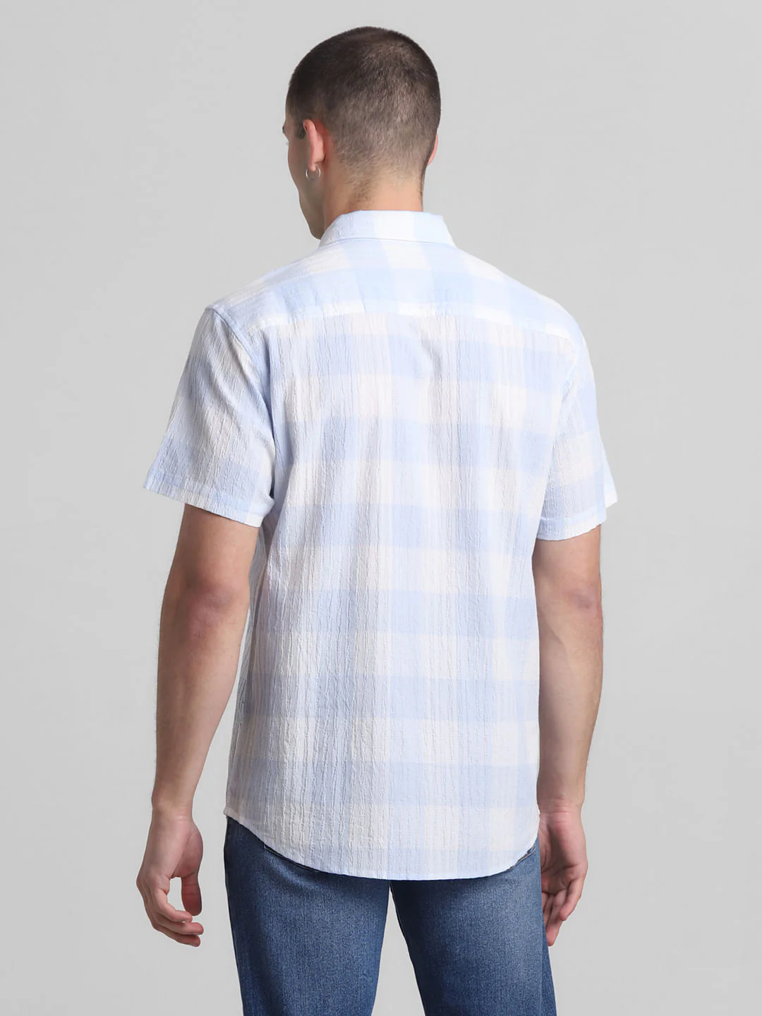 Light Blue Check Short Sleeves Shirt - Image 4