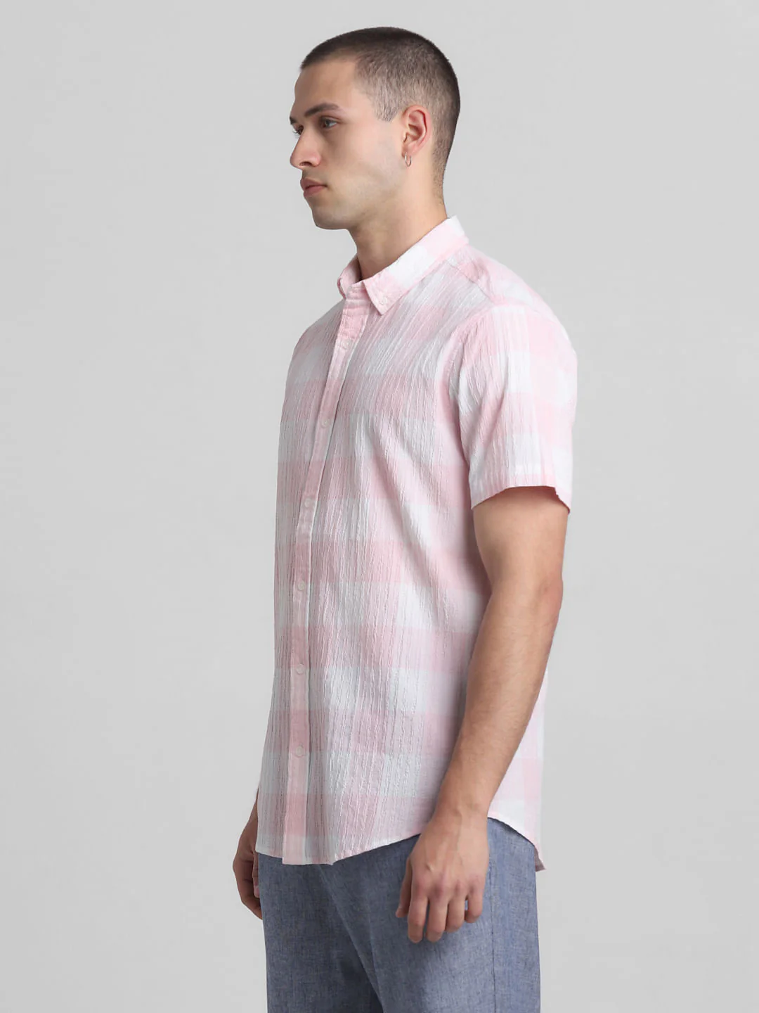 Light Pink Check Short Sleeves Shirt - Image 3