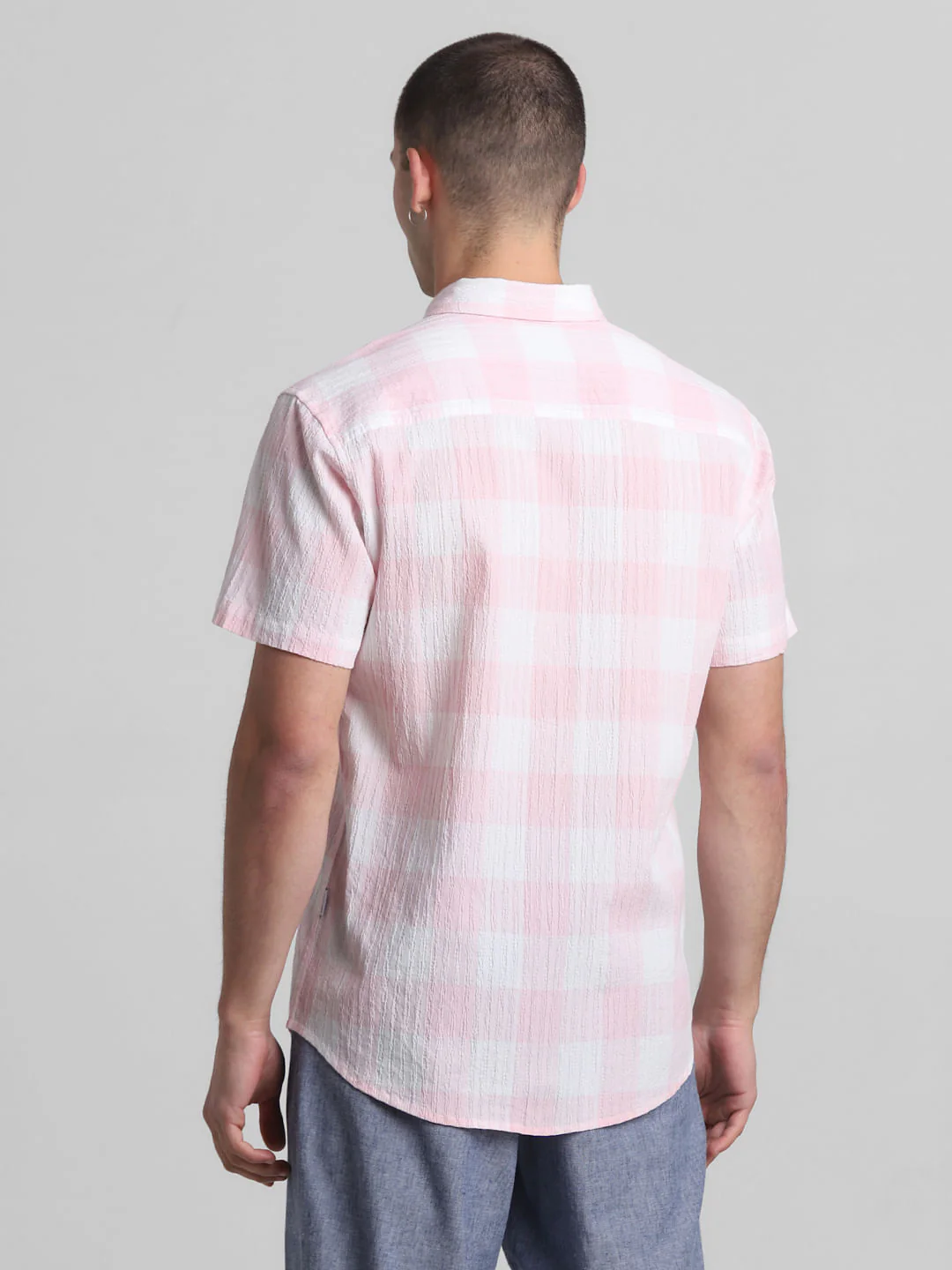 Light Pink Check Short Sleeves Shirt - Image 4