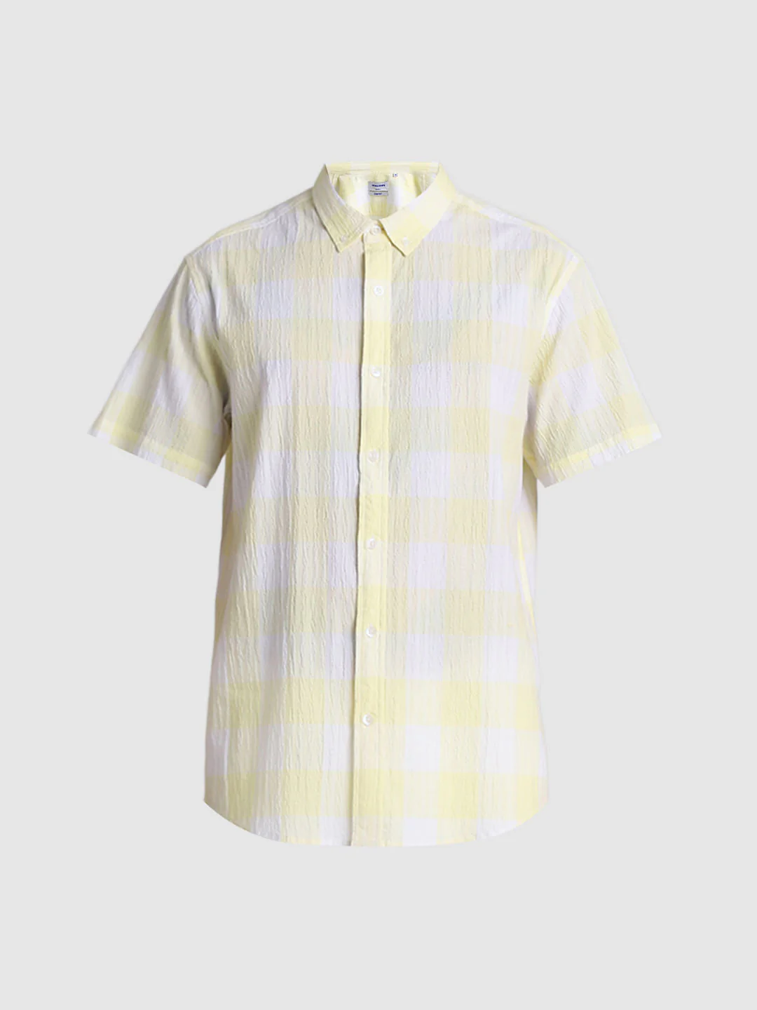 Yellow Cotton Check Short Sleeves Shirt - Image 7