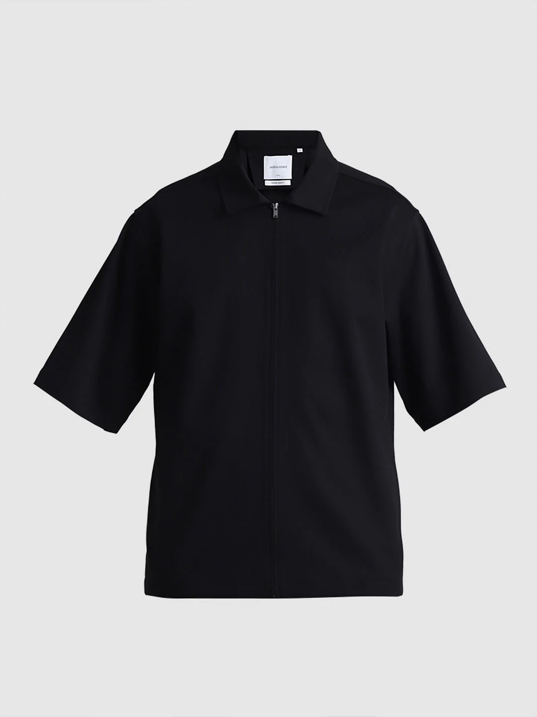 Black Zip-Up Oversized Short Sleeves Shirt - Image 7