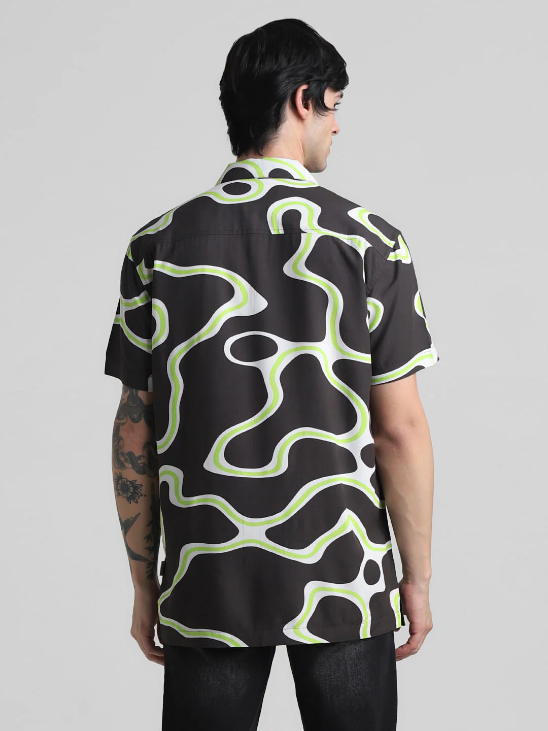 Dark Grey Printed Short Sleeves Shirt - Image 4