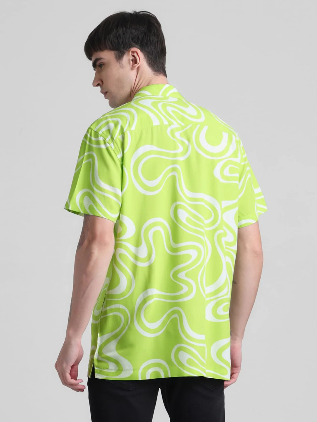 Neon Green Abstract Print Shirt - Image 4