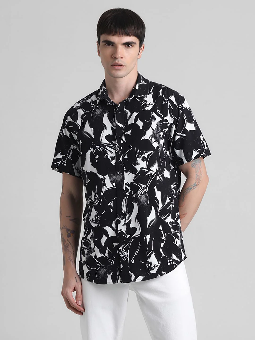 Black Monochrome Print Shirt - Image 2