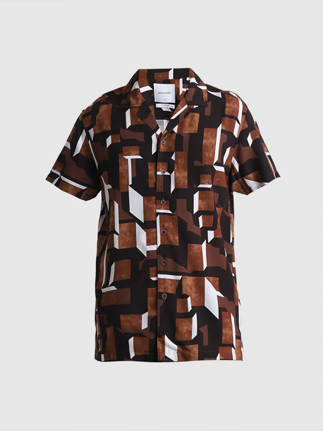 Brown Printed Short Sleeves Shirt - Image 7