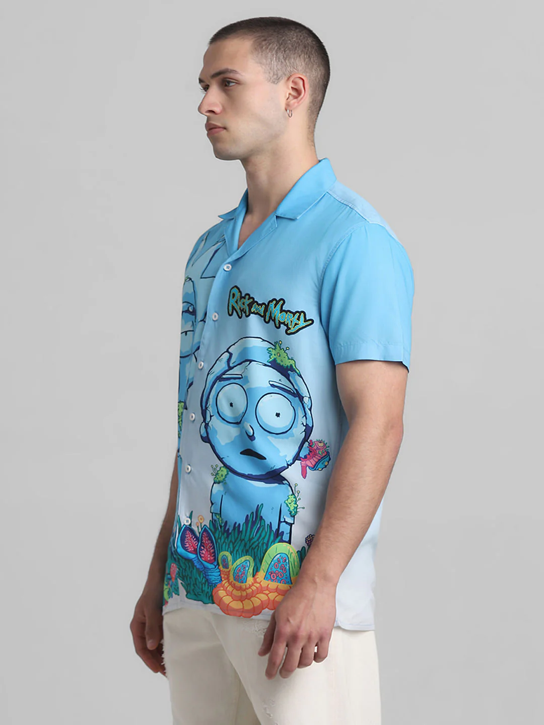 RICK & MORTY Blue Printed Short Sleeves Shirt - Image 3