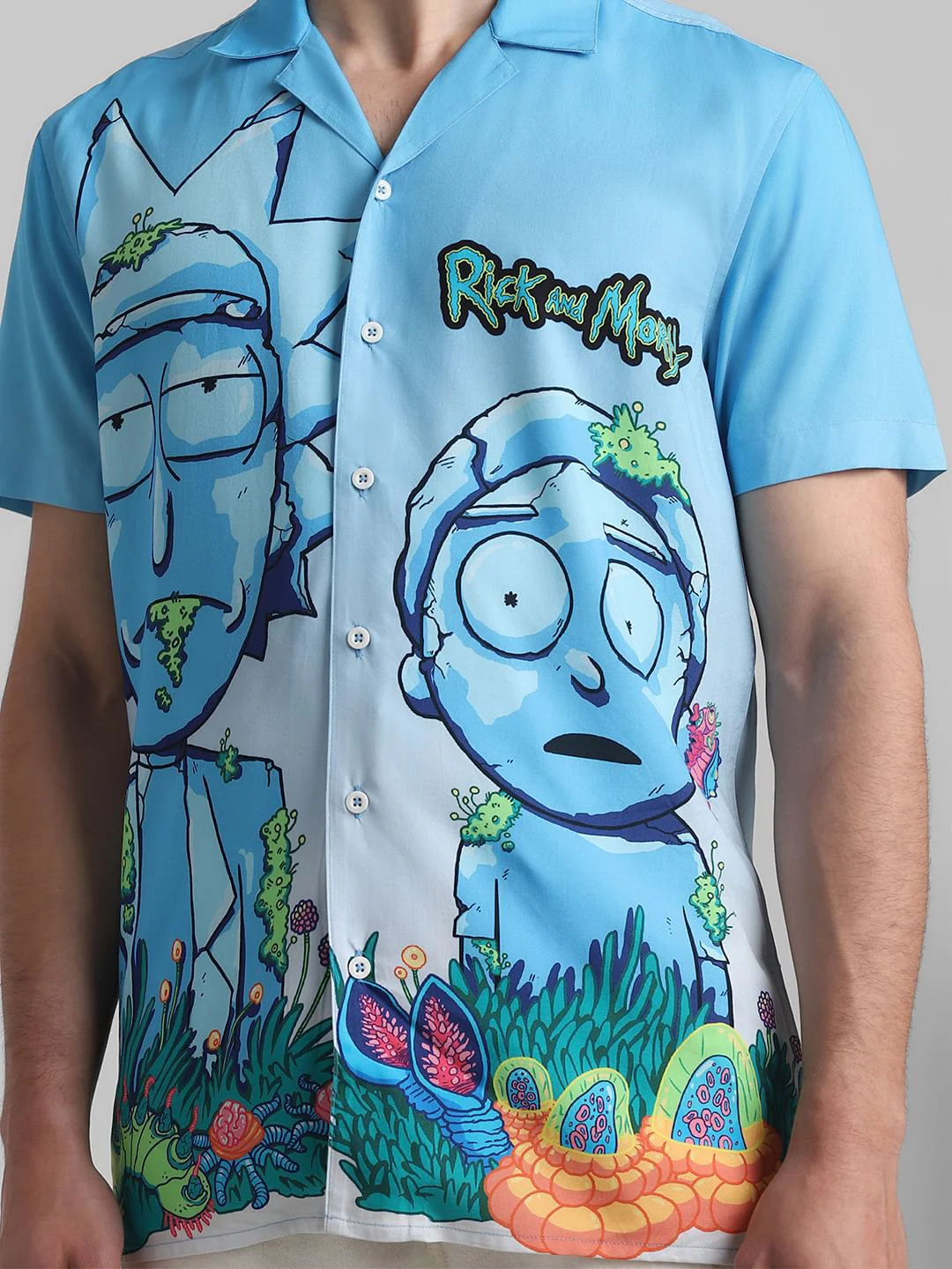 RICK & MORTY Blue Printed Short Sleeves Shirt - Image 5