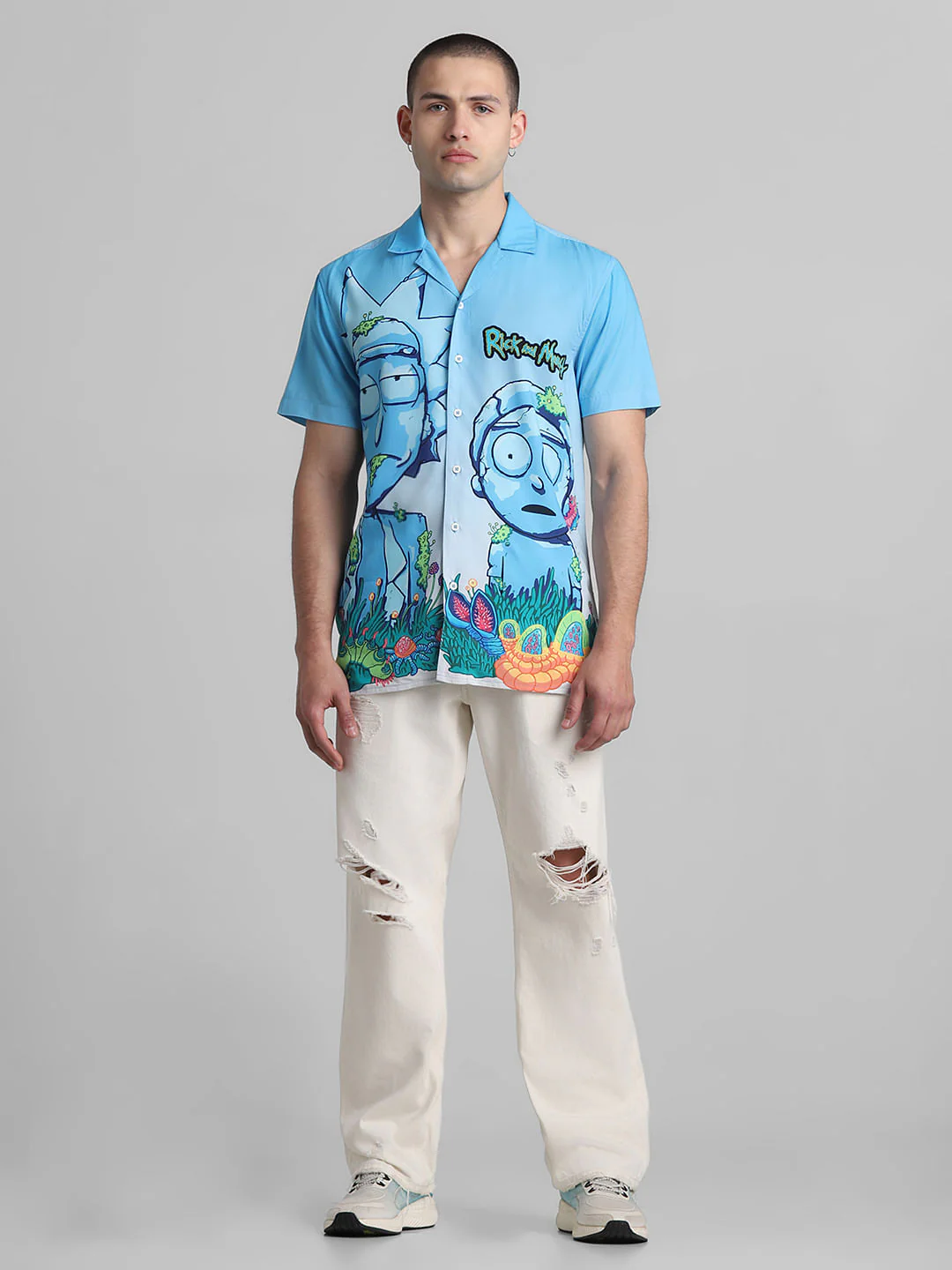 RICK & MORTY Blue Printed Short Sleeves Shirt - Image 6