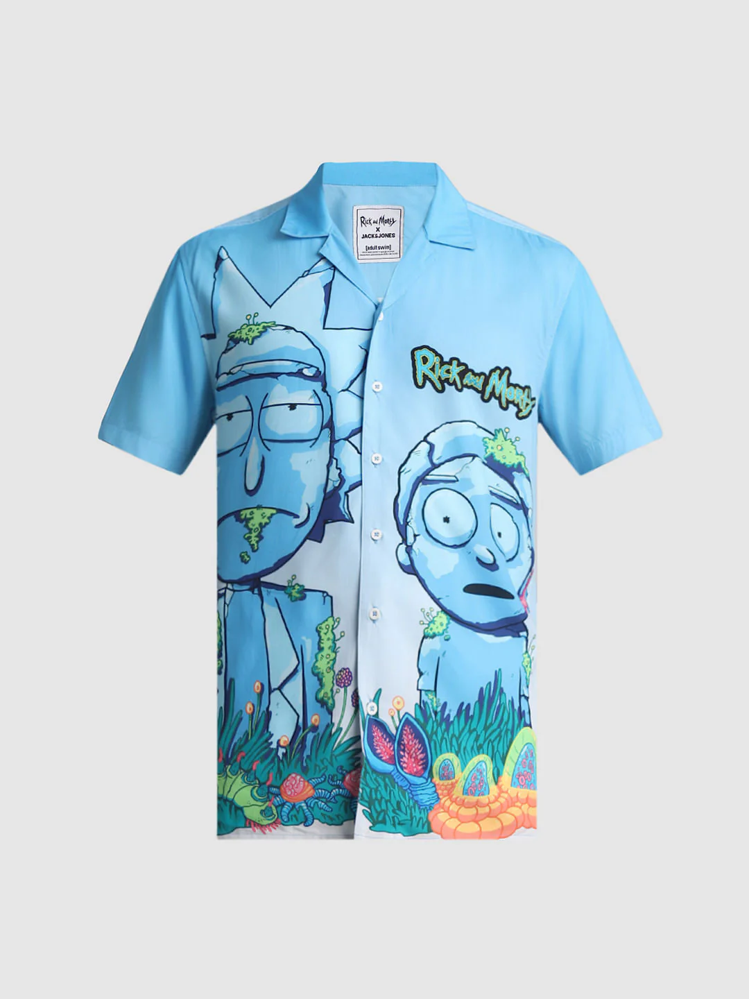 RICK & MORTY Blue Printed Short Sleeves Shirt - Image 7