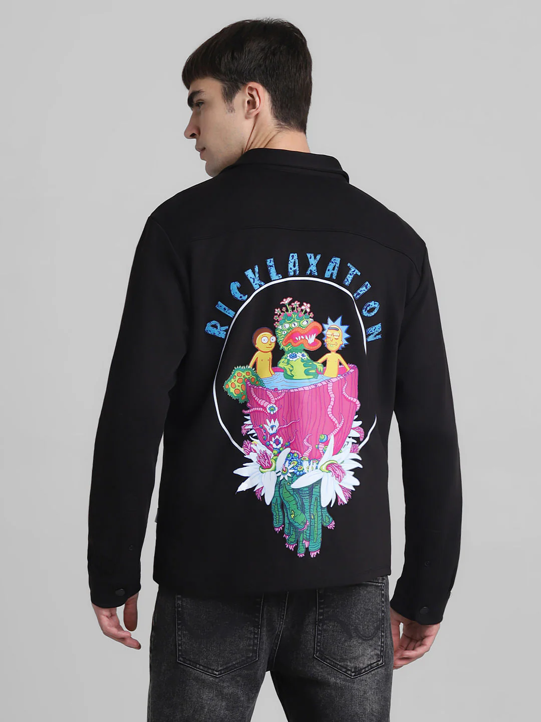 RICK & MORTY Black Printed Knitted Shirt - Image 4