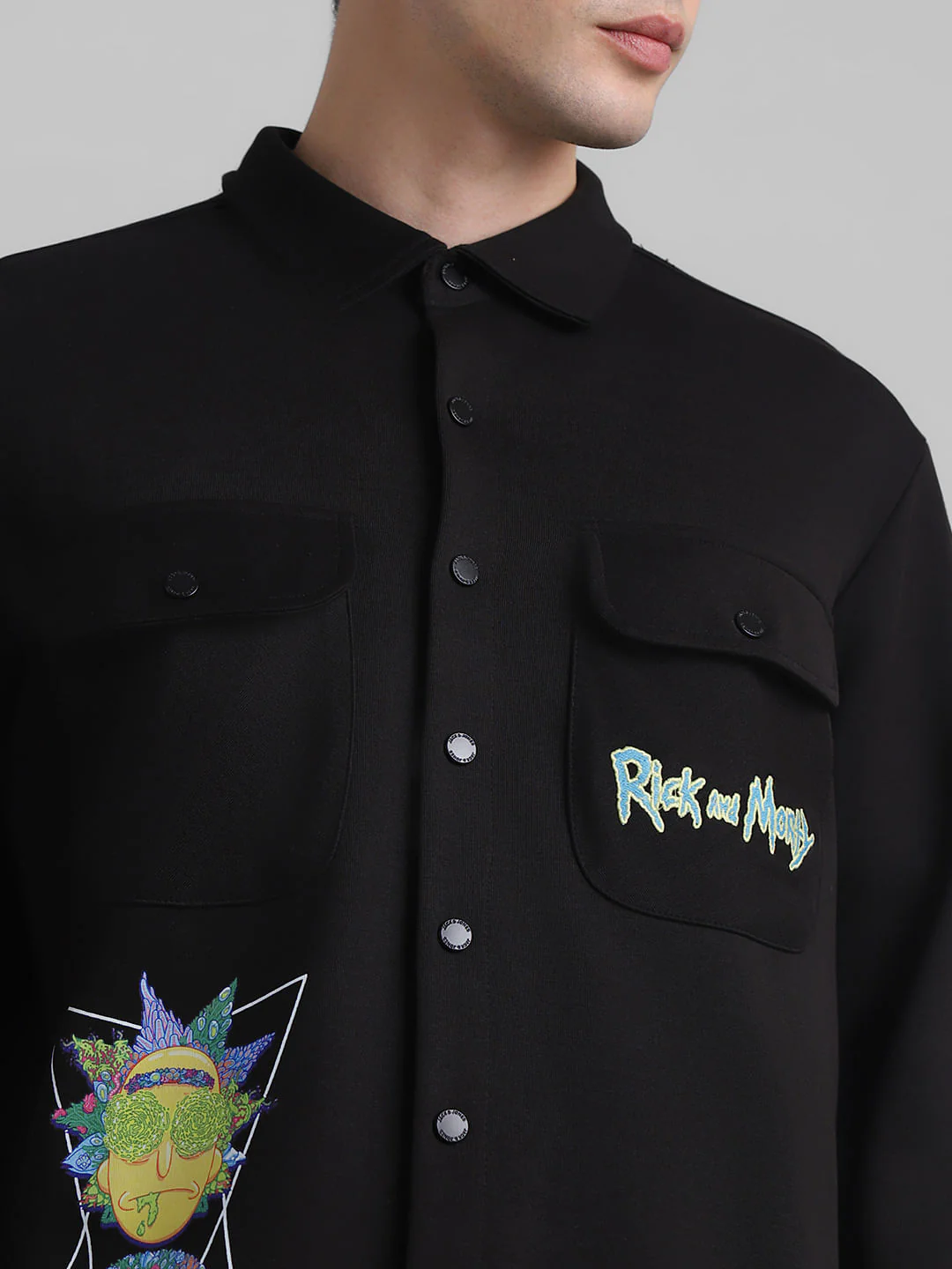 RICK & MORTY Black Printed Knitted Shirt - Image 5