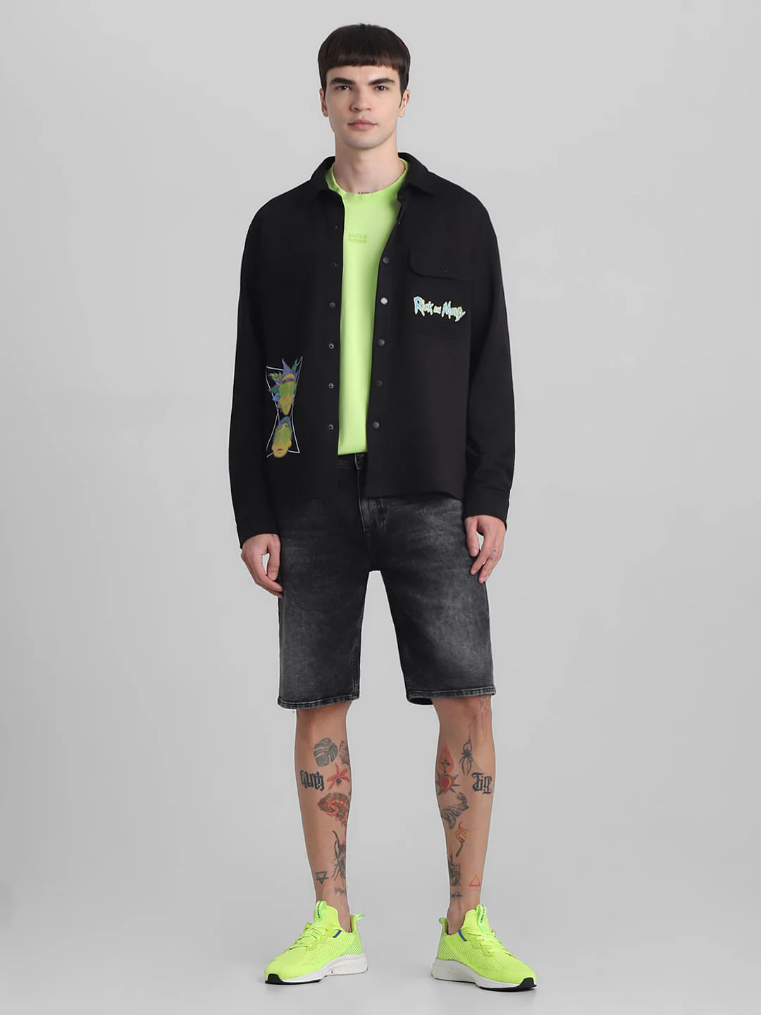 RICK & MORTY Black Printed Knitted Shirt - Image 7