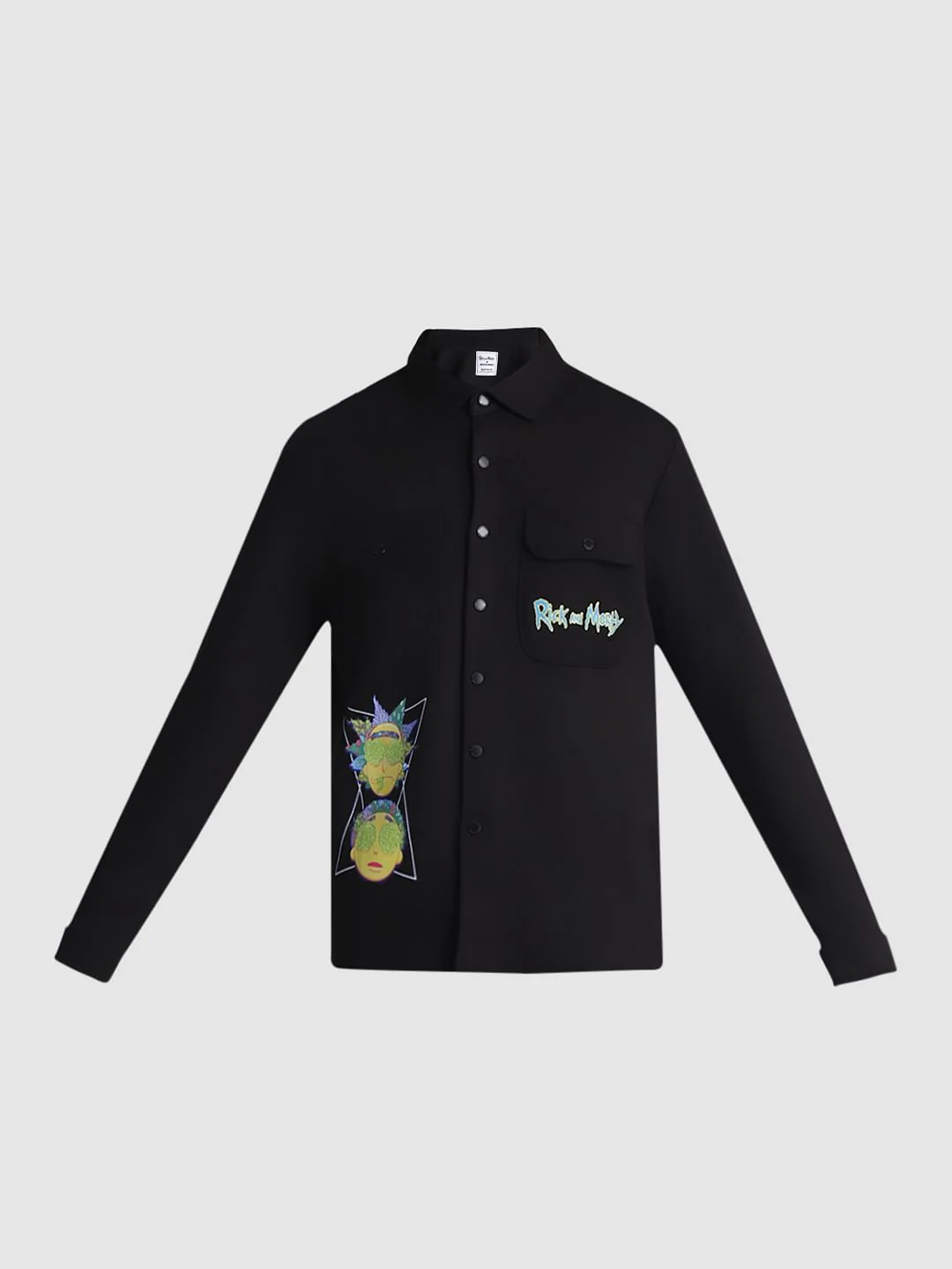RICK & MORTY Black Printed Knitted Shirt - Image 8