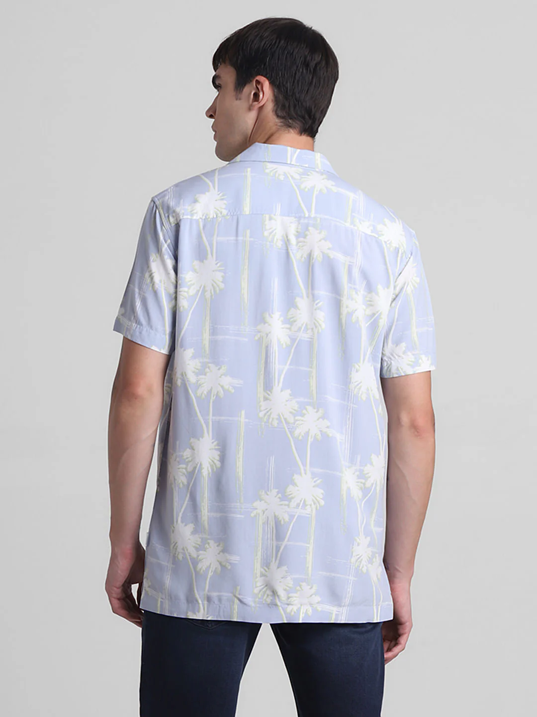 Blue Printed Short Sleeves Shirt - Image 4